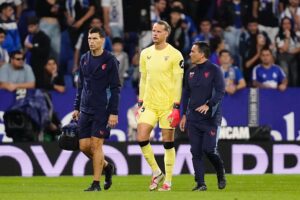 Nyland después de su lesión en el partido contra el Espanyol