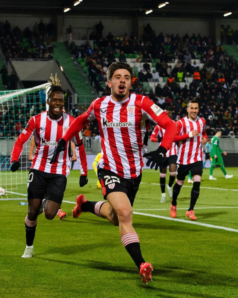 Celebración de Nico Serrano en el Ludogorets-Athletic
