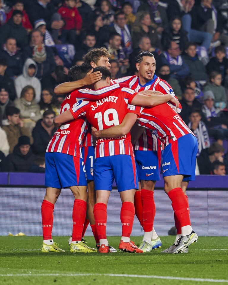 Celebración de uno de los goles del Atleti