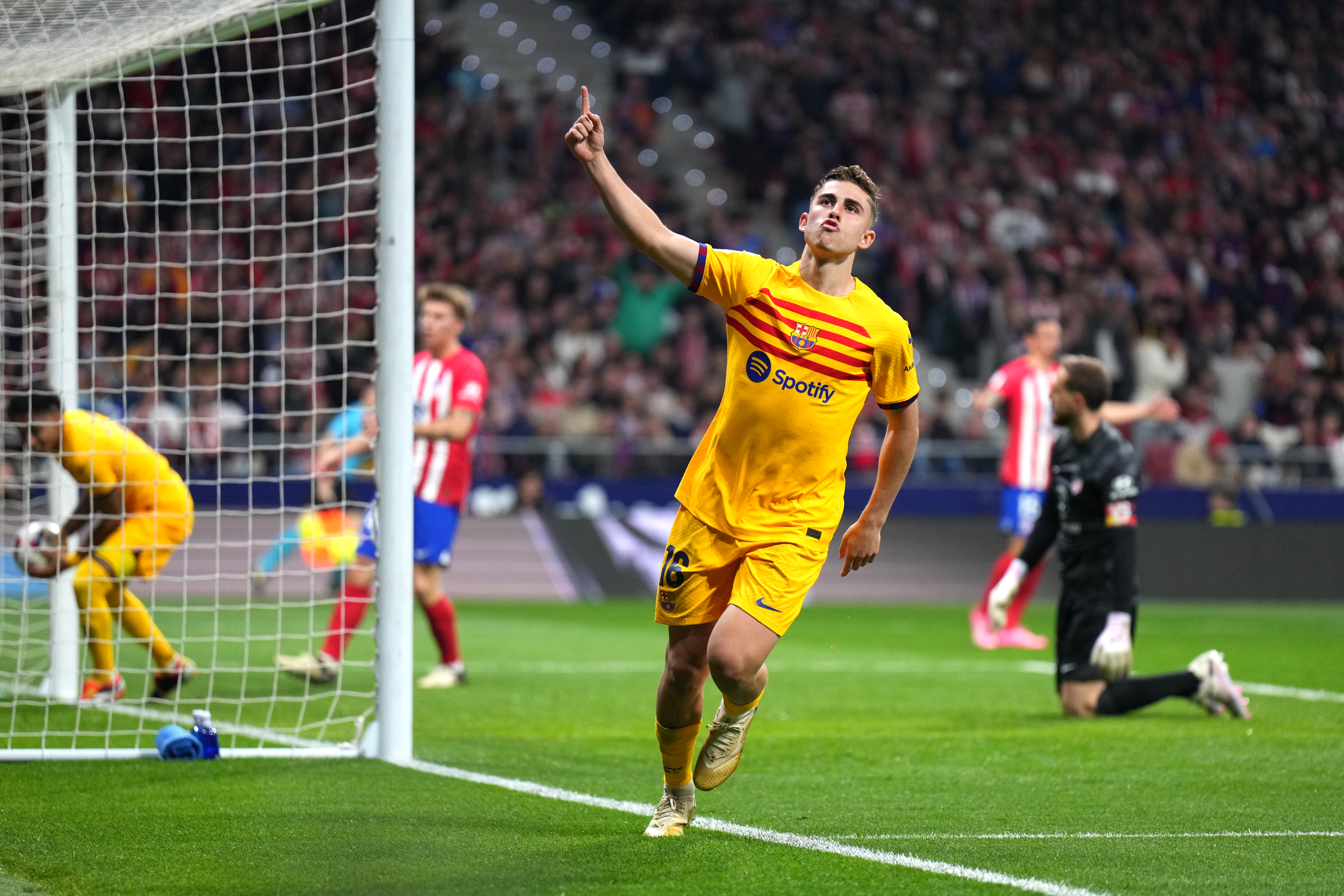 Fermín celebrando el gol contra el Atlético