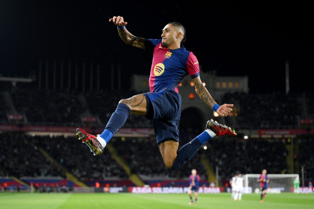 Raphina celebra su gol con el Barça ante el Valencia