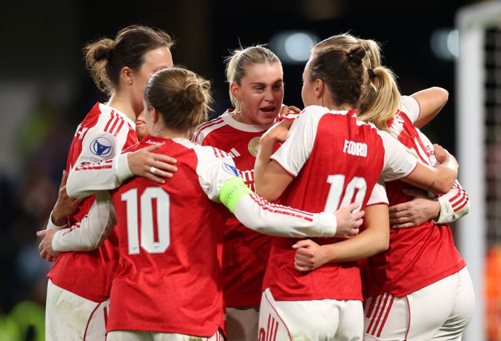 Celebración jugadoras del Arsenal